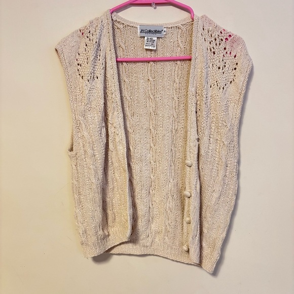 JH Collectibles Vintage Sleeveless Knit Sweater Vest Silk Blend Cream Size S - Picture 1 of 3